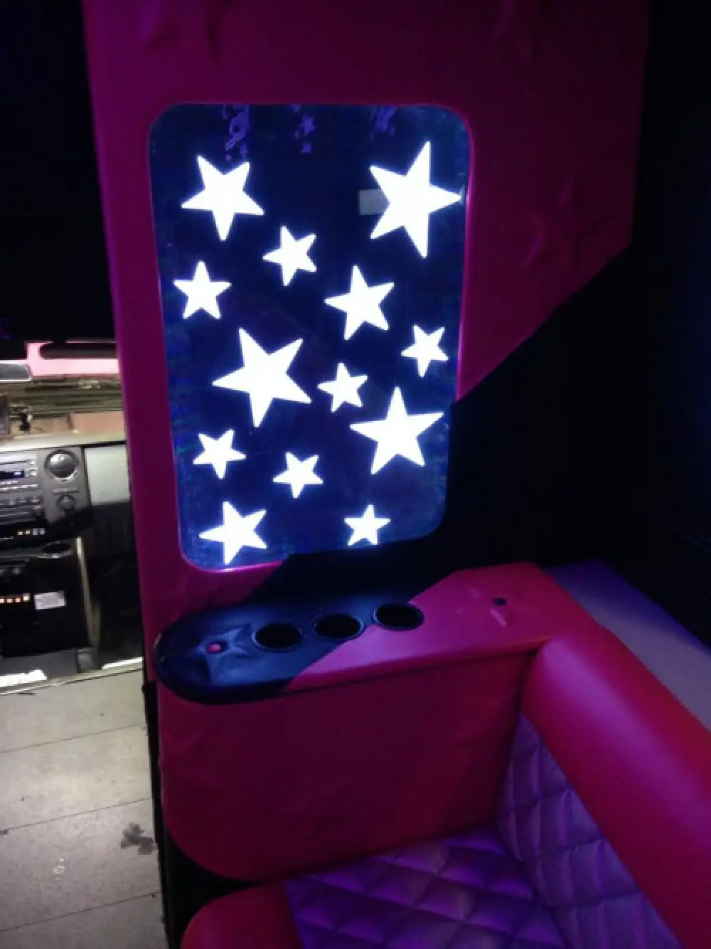 Pink Limo Bus interior