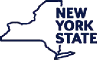 Outline of New York State with the words New York State PTA inside in blue text.