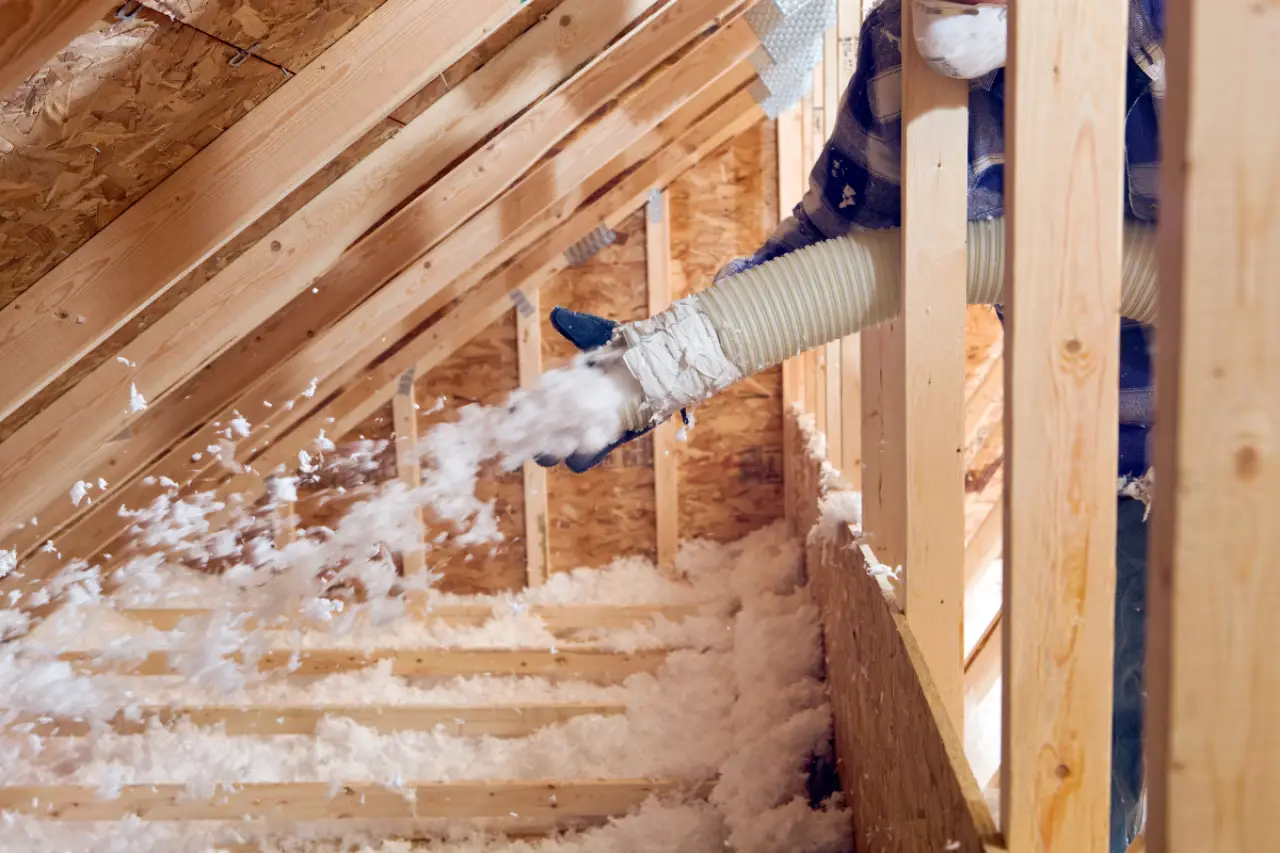 spraying in insulation in attic
