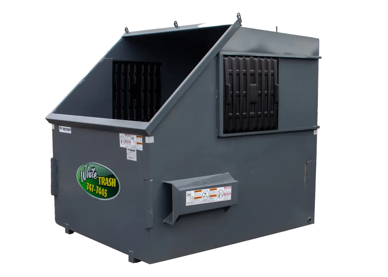 Commercial front-load dumpster from White Trash Disposal and Recycling