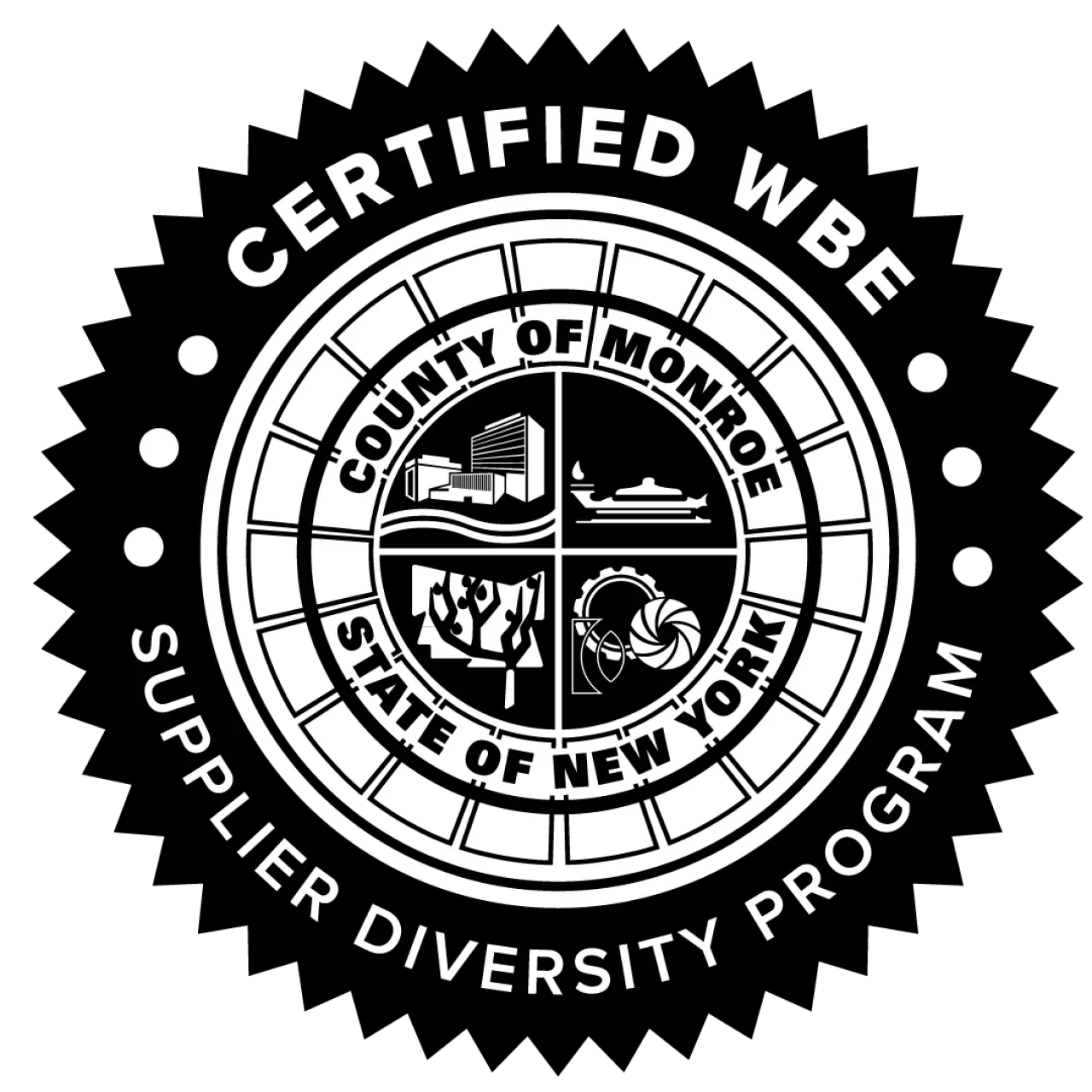 Certified Women's Business Enterprise (WBE) logo in black and white.