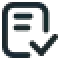 Icon of a document with horizontal lines and a checkmark in the lower right corner.