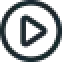 Black outlined play button icon with a right-facing triangle inside a black circle on a white background.