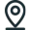 A simple black map pin or location marker icon on a white background.