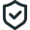 A black shield outline with a check mark inside, symbolizing security or protection.