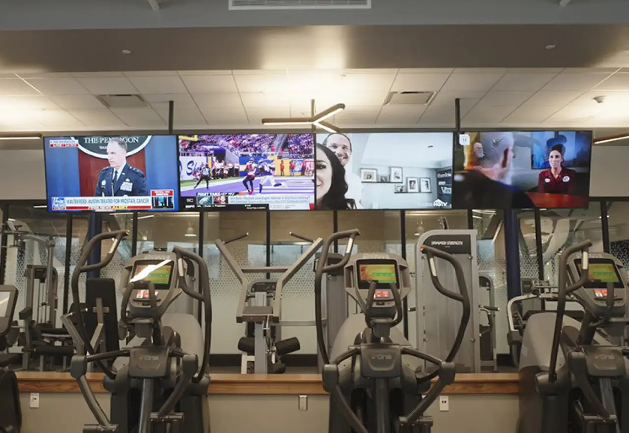 Interior of the Greece Community Center featuring Fusion Digital LED video walls and AV displays