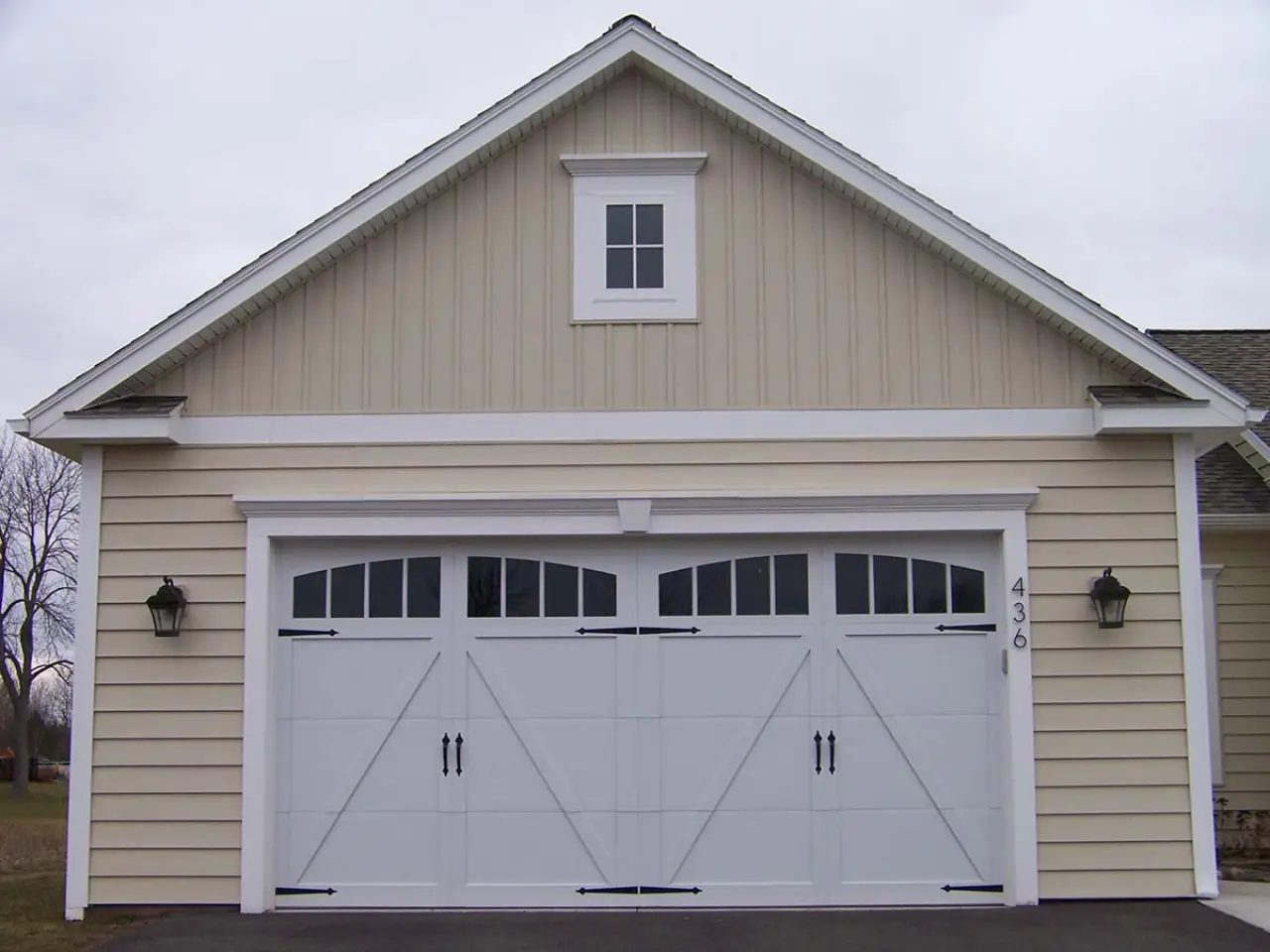 tan board and batten siding on garage in rochester ny
