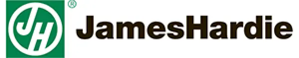 James Hardie logo with green JH symbol and black JamesHardie text on white background.