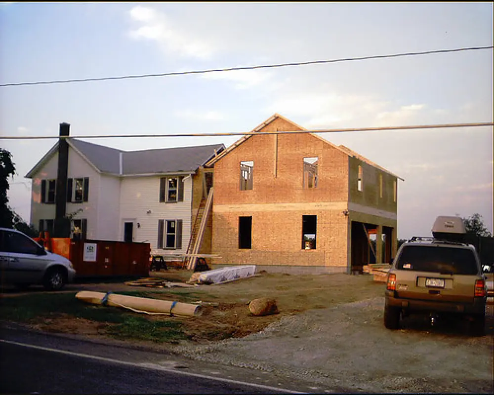 large two story home addition being built