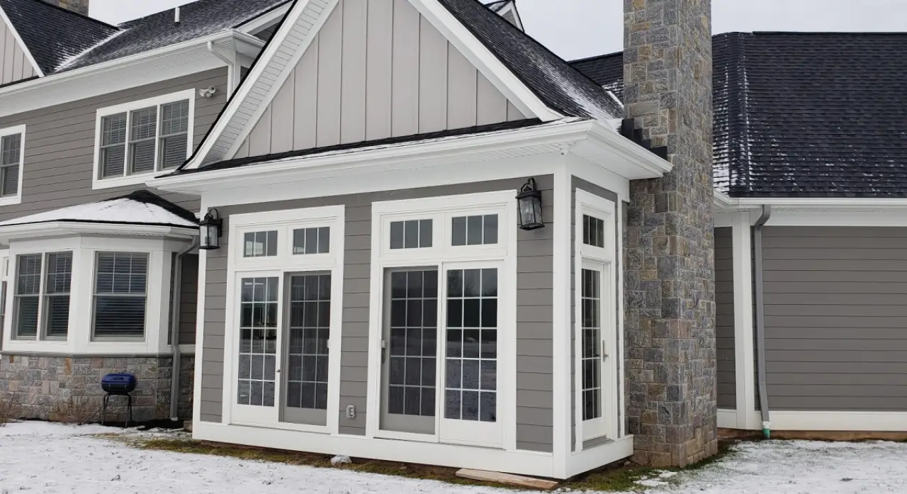 home with new grey fiber cement siding