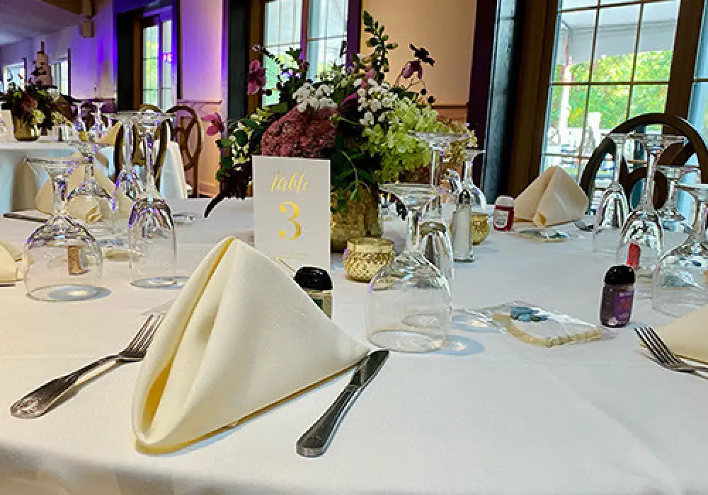 wedding reception table setting at glendoveers