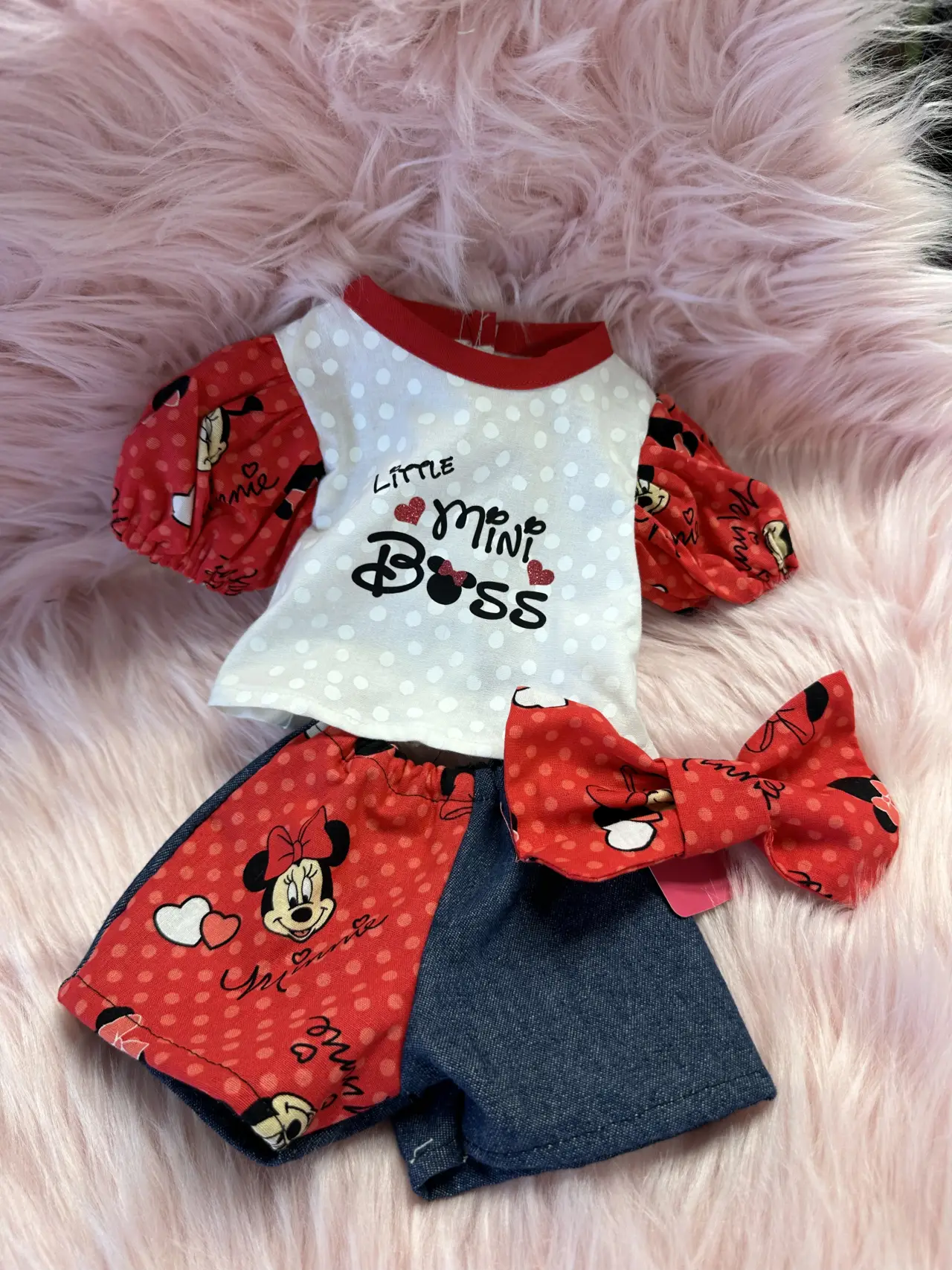 Little Minnie boss 2 pc set with matching bow