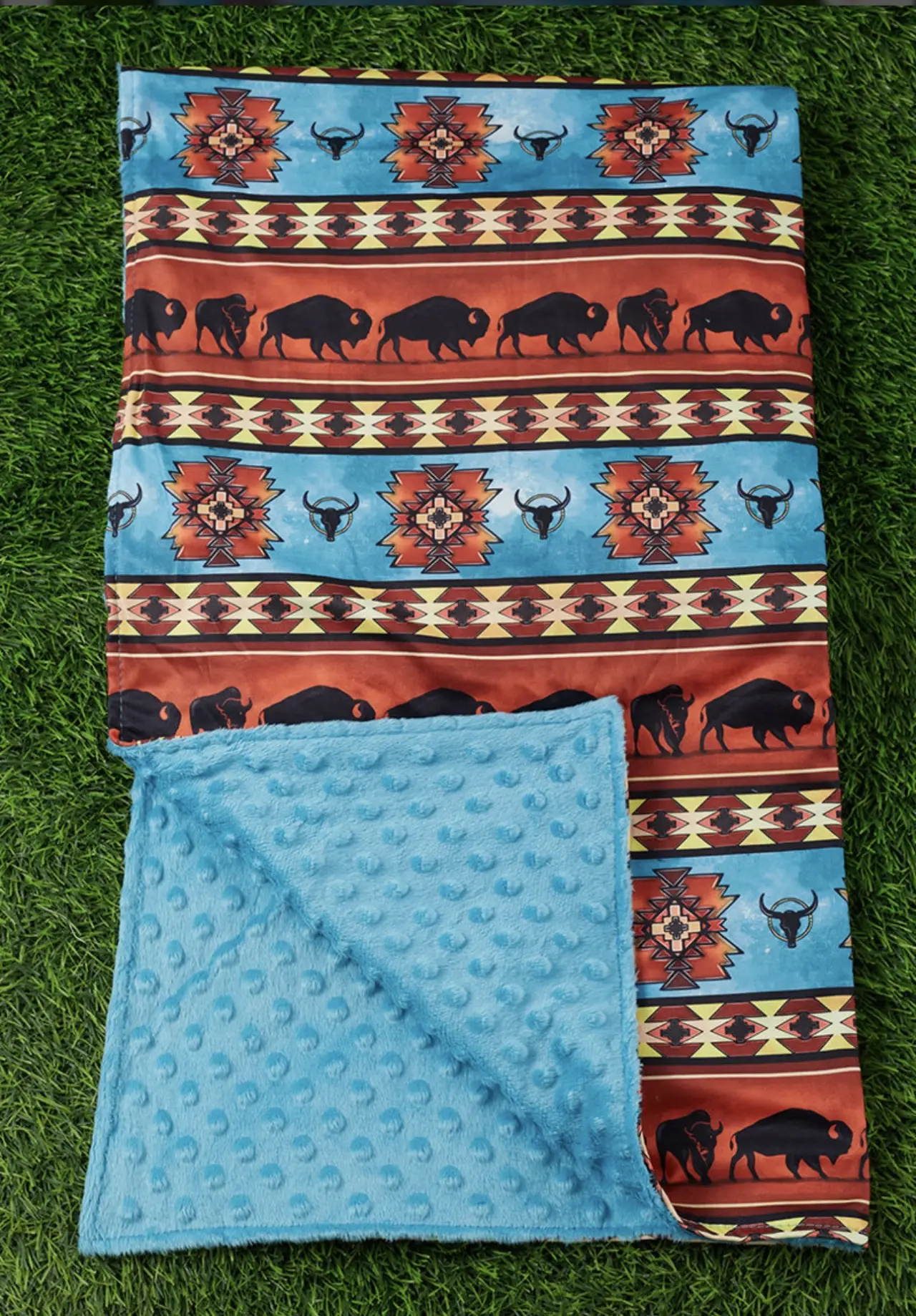 Buffalo Axtec minky blanket