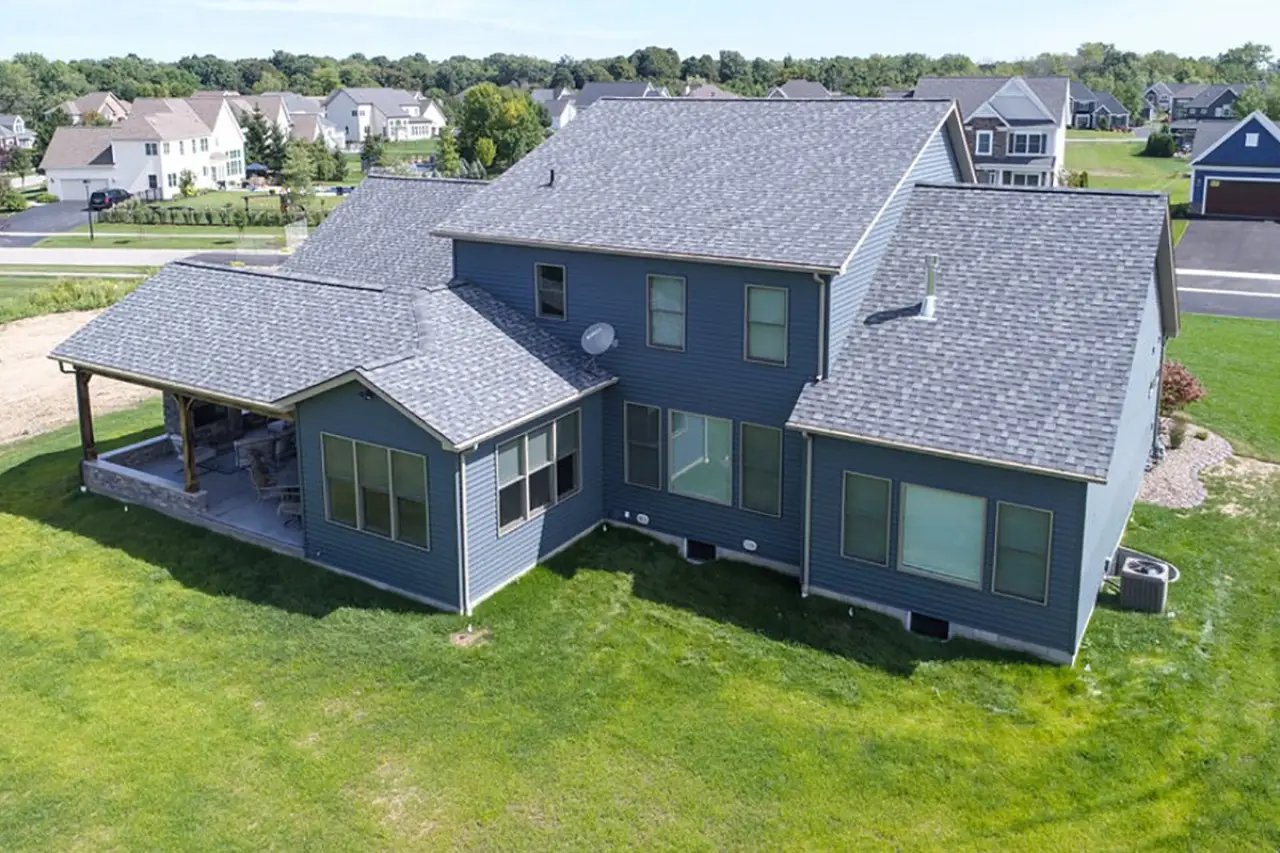Rear exterior of stunning custom built home by Sortino Properties in Rochester NY.