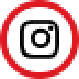 Instagram logo inside a red circle on a light background.