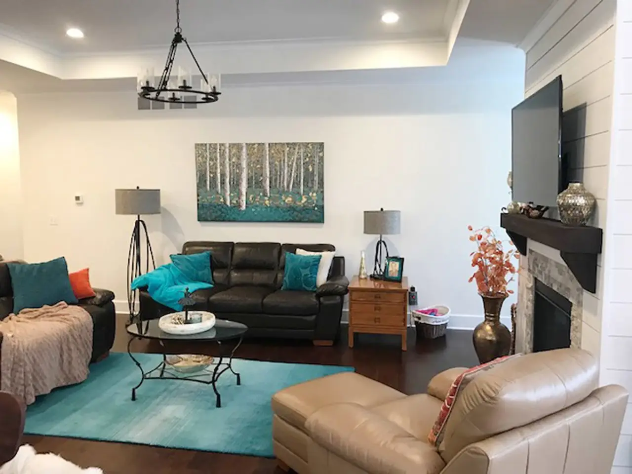 Living room of custom built home by Sortino Properties in Livonia NY.
