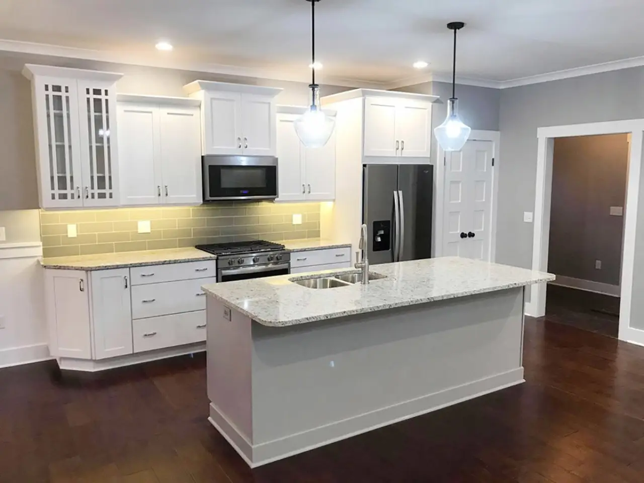 Kitchen of custom built home by Sortino Properties in Livonia NY.