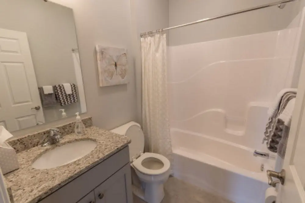 Master bathroom in a new Monarch Manor townhome in Farmington NY by Sortino Properties.