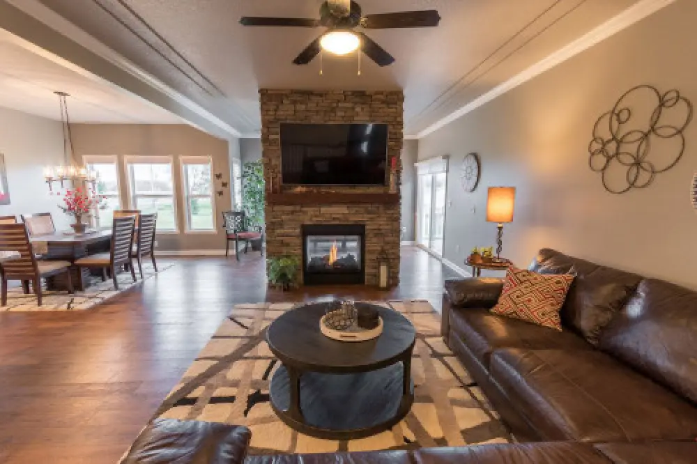 A beautiful open living and dining area in a new Monarch Manor townhome in Farmington NY.