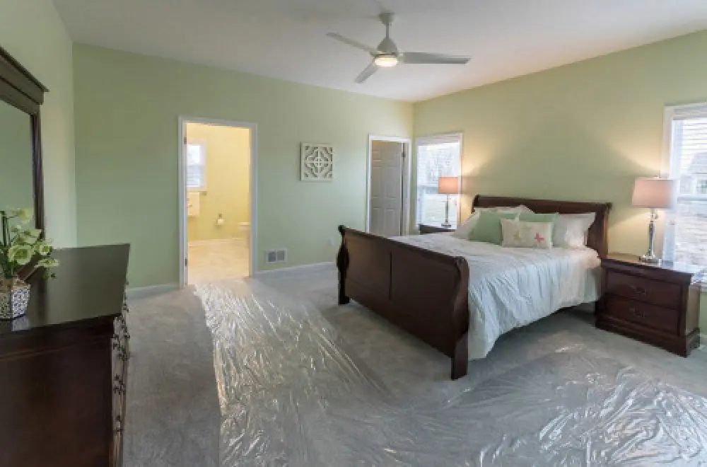 Master bedroom in a new Monarch Manor townhome in Farmington NY by Sortino Properties.