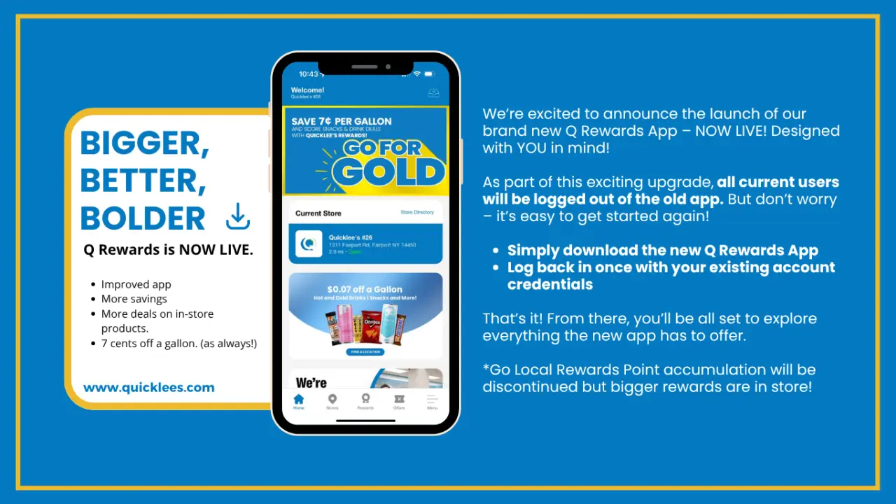 Quicklee's rewards program banner