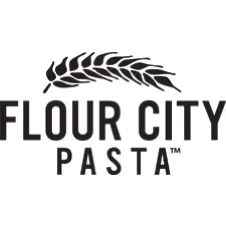 Flour City Pasta logo with a wheat graphic above the brand name in bold black letters.