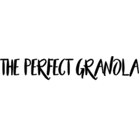 Black handwritten text on white background reads: THE PERFECT GRANOLA.