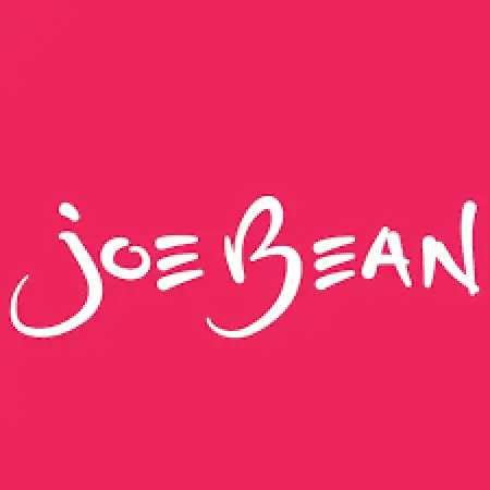 White text reading Joe Bean on a bright pink background in a playful, handwritten font.