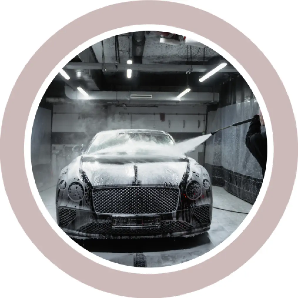 black car being washed