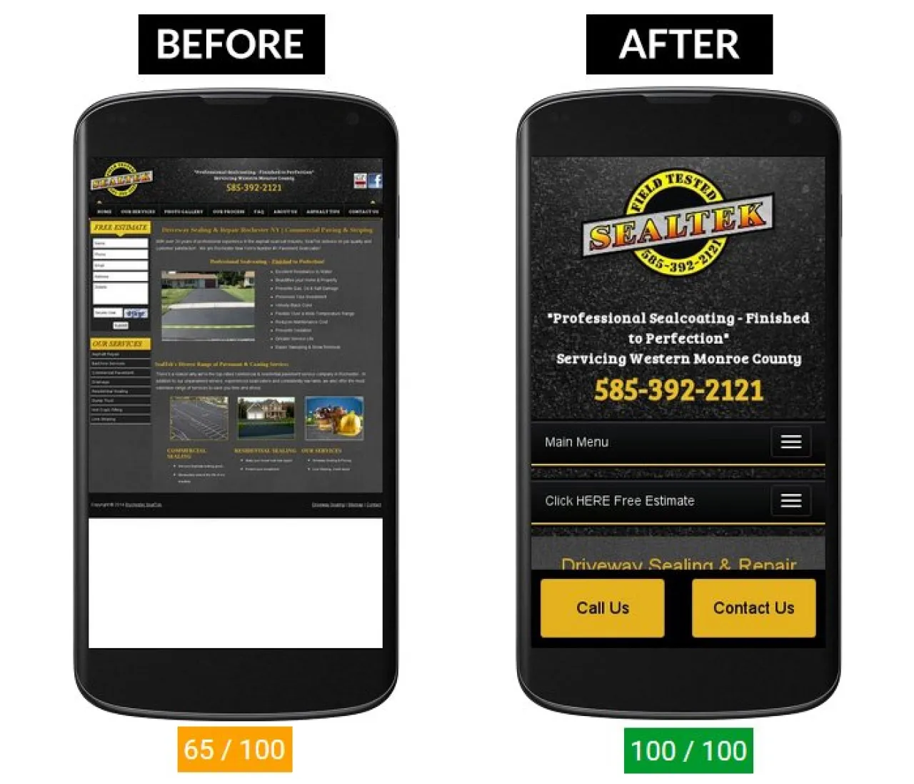 Historical mobile PageSpeed comparison
