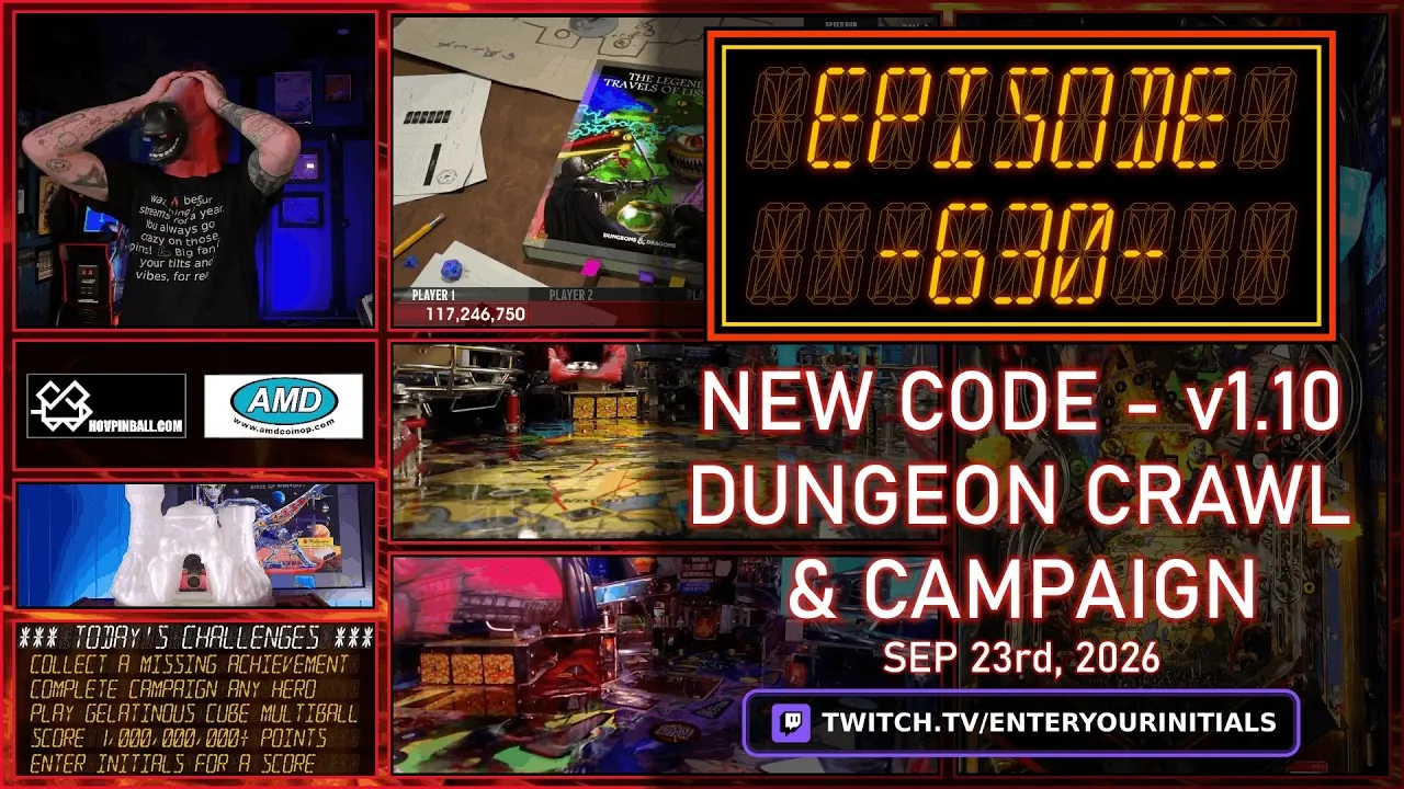 Episode 630 - Stern Pinball's Dungeons & Dragons - NEW CODE v1.10 video thumbnail