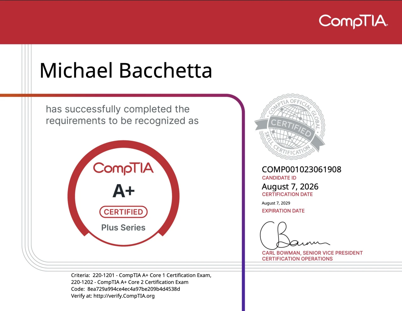 CompTIA certified