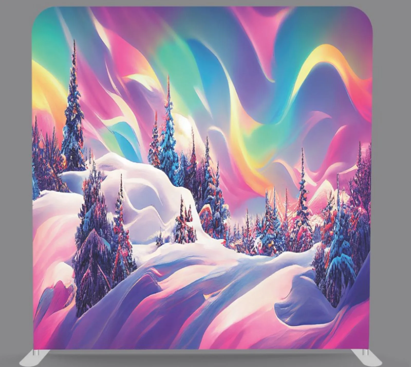 Aurora Frost premium tension fabric backdrop rental