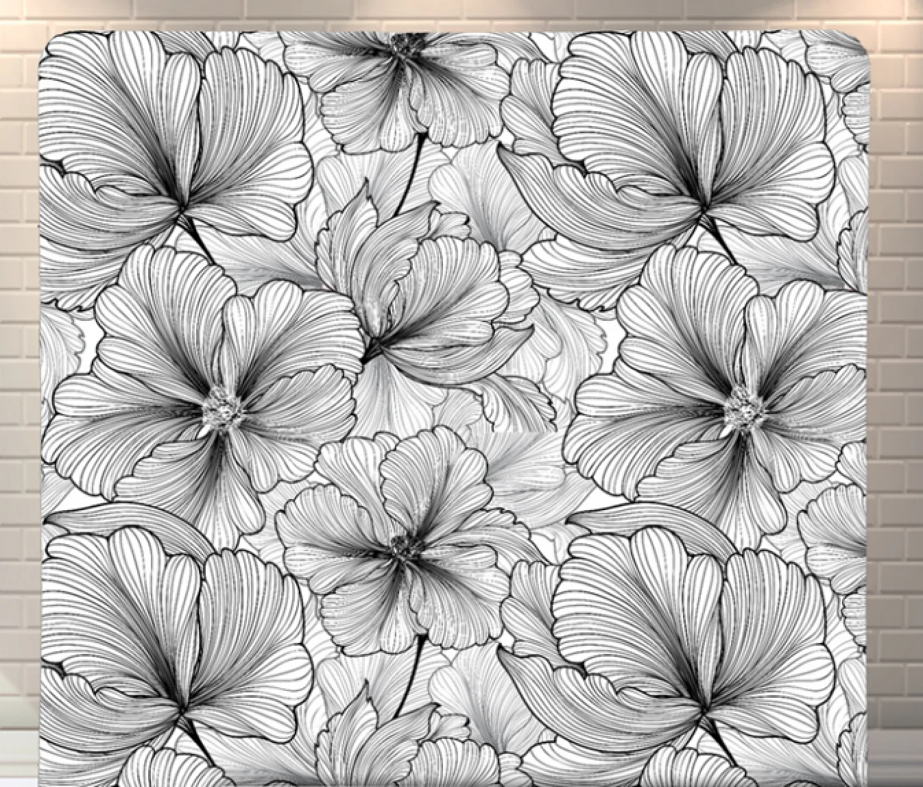 Black and White Blooms premium tension fabric backdrop rental