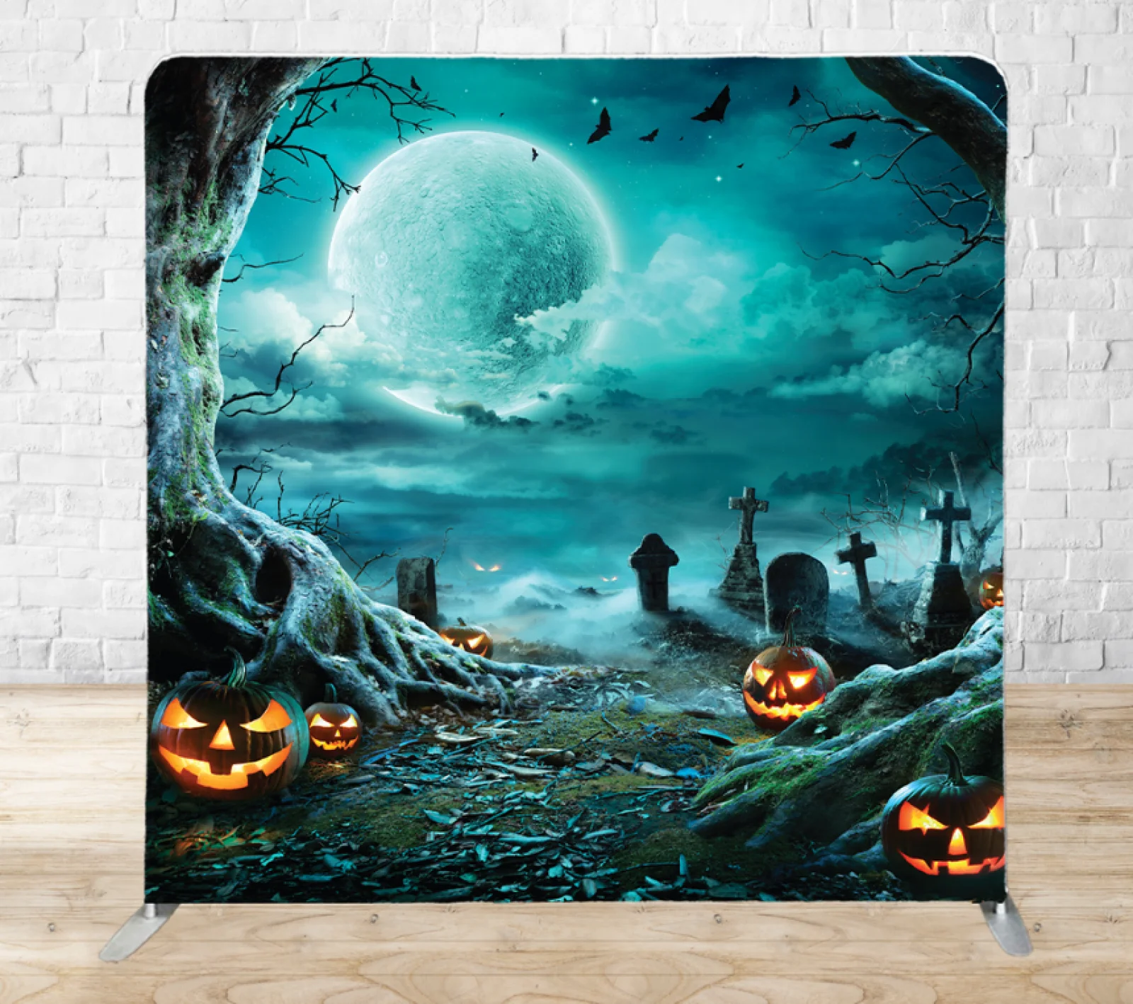 Happy Haunting Trails premium tension fabric backdrop rental