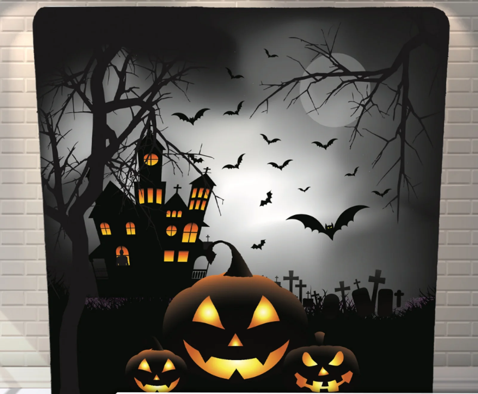 Haunted House premium tension fabric backdrop rental