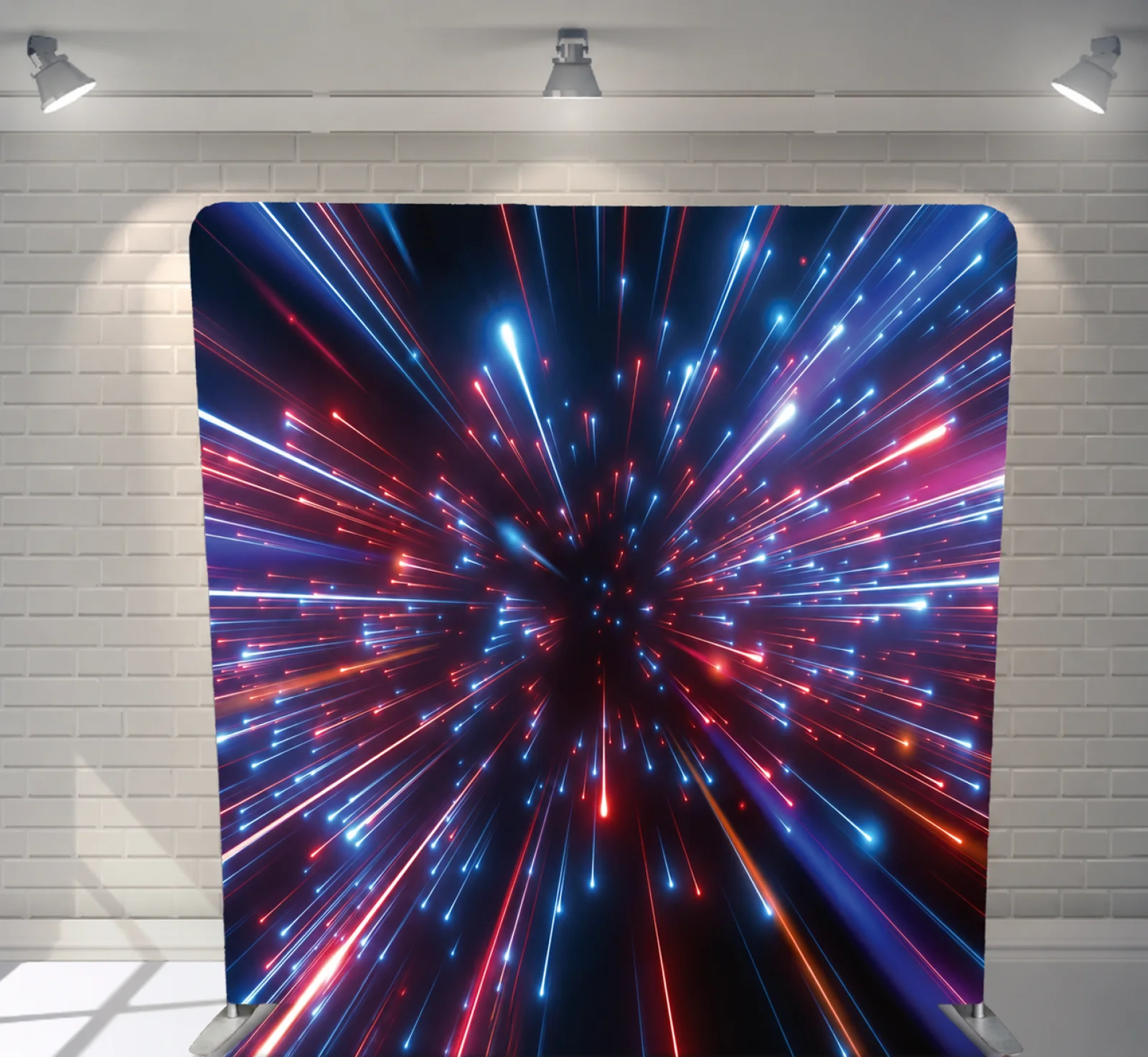 Patriotic Fireworks premium tension fabric backdrop rental