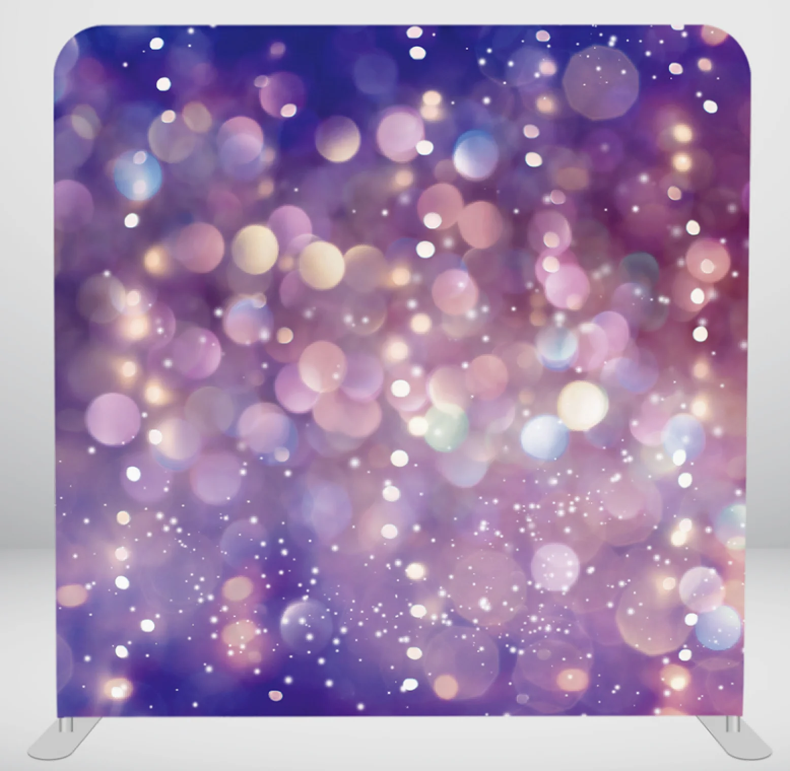 Purple Sparkle premium tension fabric backdrop rental