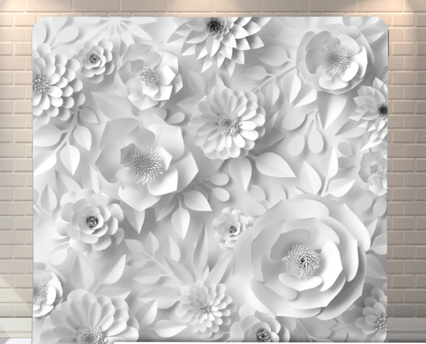 White Paper Flower premium tension fabric backdrop rental