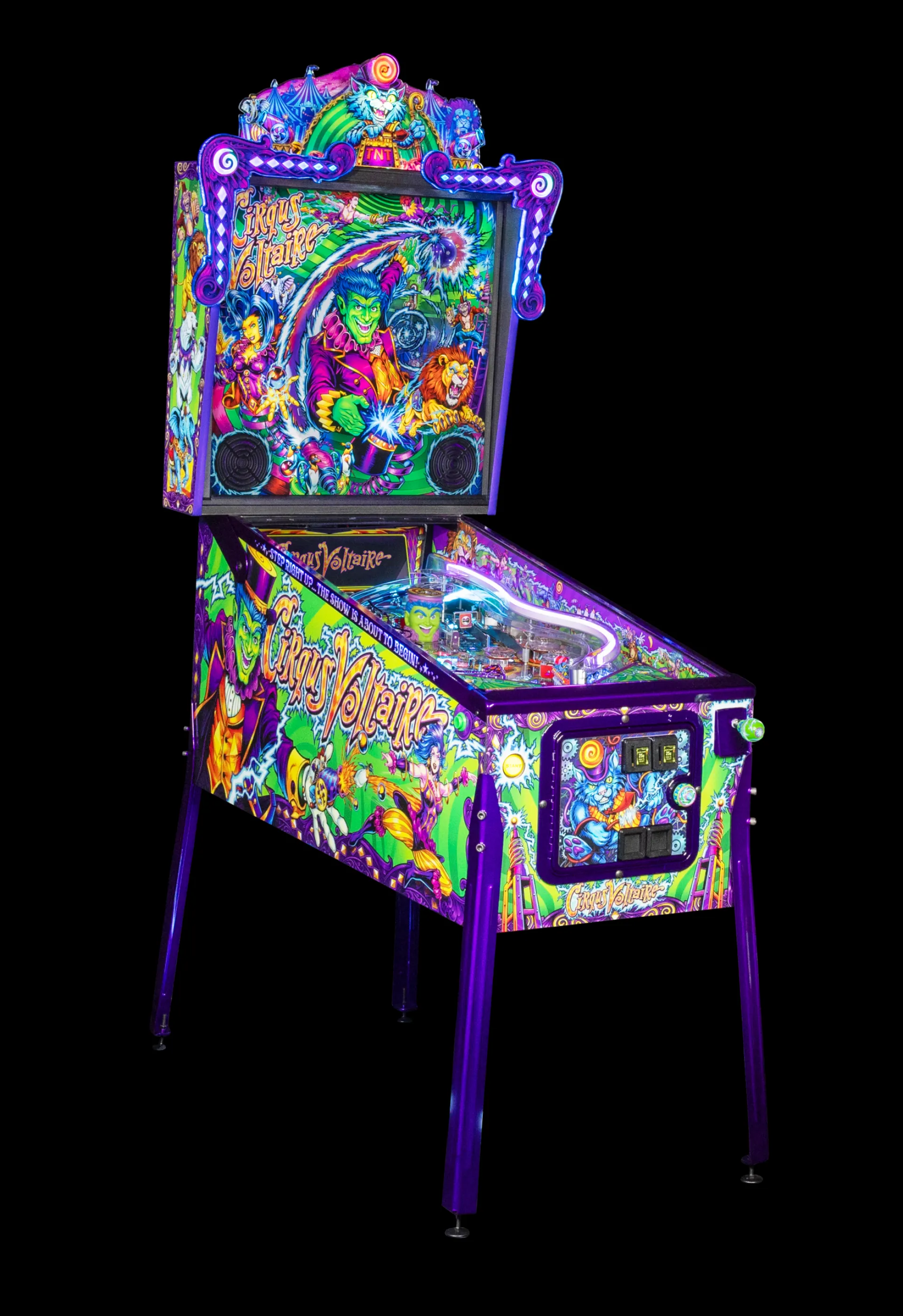 Official Cirqus Voltaire Ringmaster Edition playfield and cabinet presentation