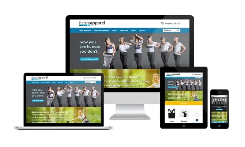 Responsive ThermApparel product website built with CMS Max