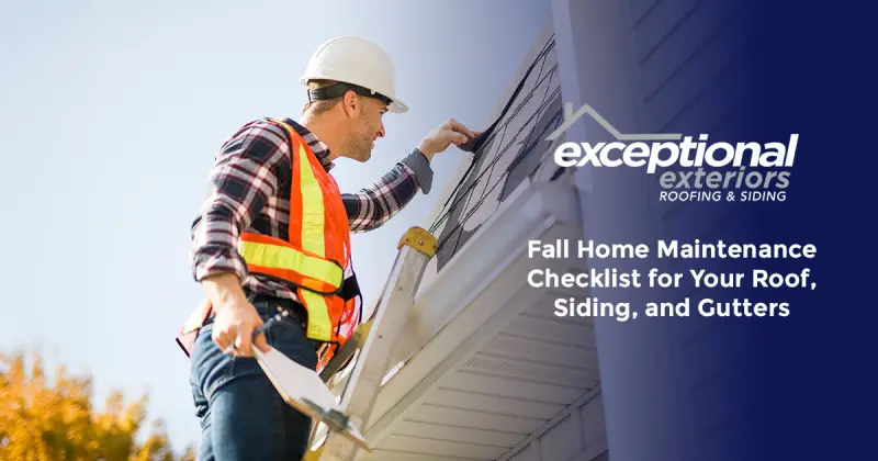 Home service worker on a ladder inspecting the shingles on a roof.