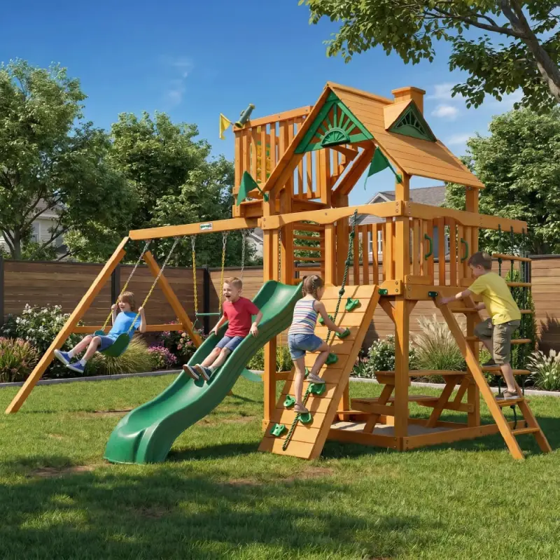Chateau by Gorilla Playsets swing set installation image