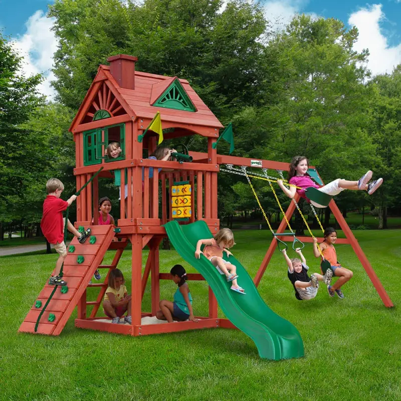 Nantucket by Gorilla Playsets swing set installation image