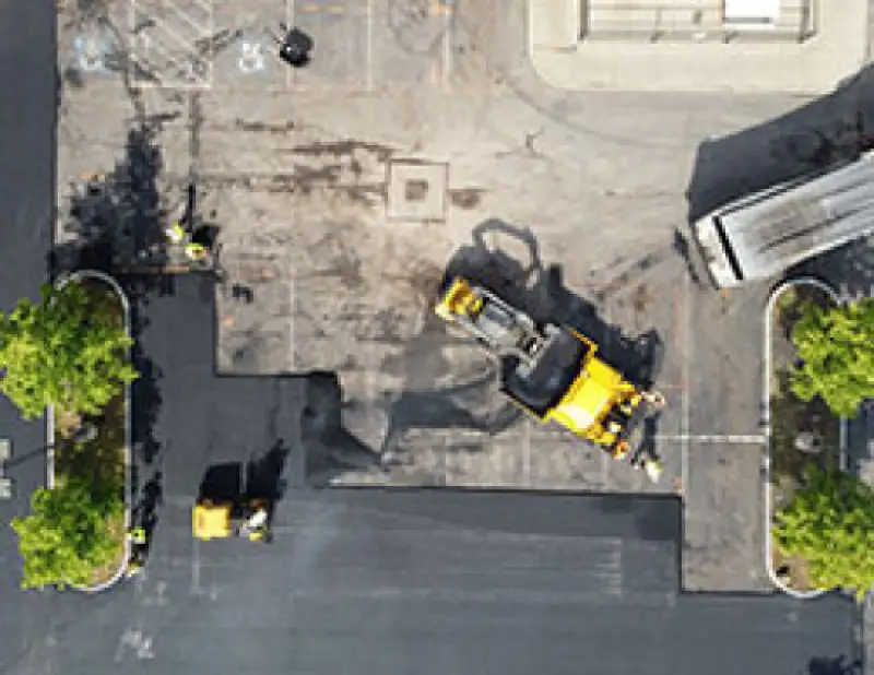 Newly paved commercial parking lot surface