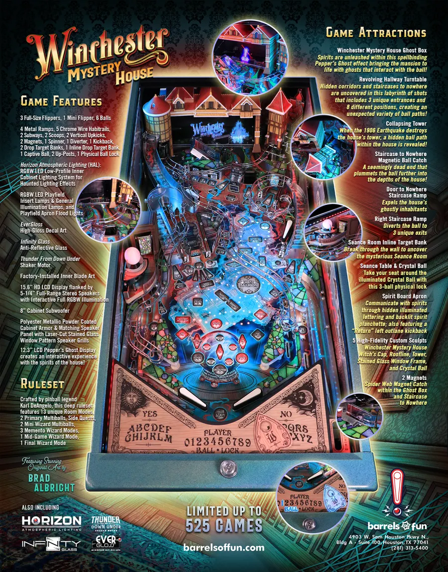 Winchester Mystery House Pinball playfield artwork preview